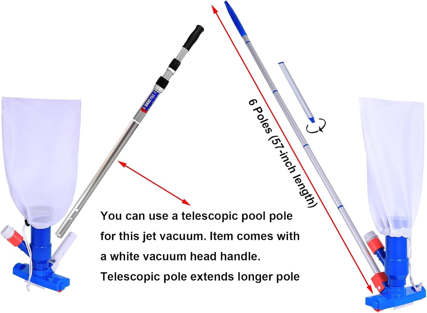 Water Pressure Pool Vacuum Cleaner, Portable for Aboveground Pools Spa