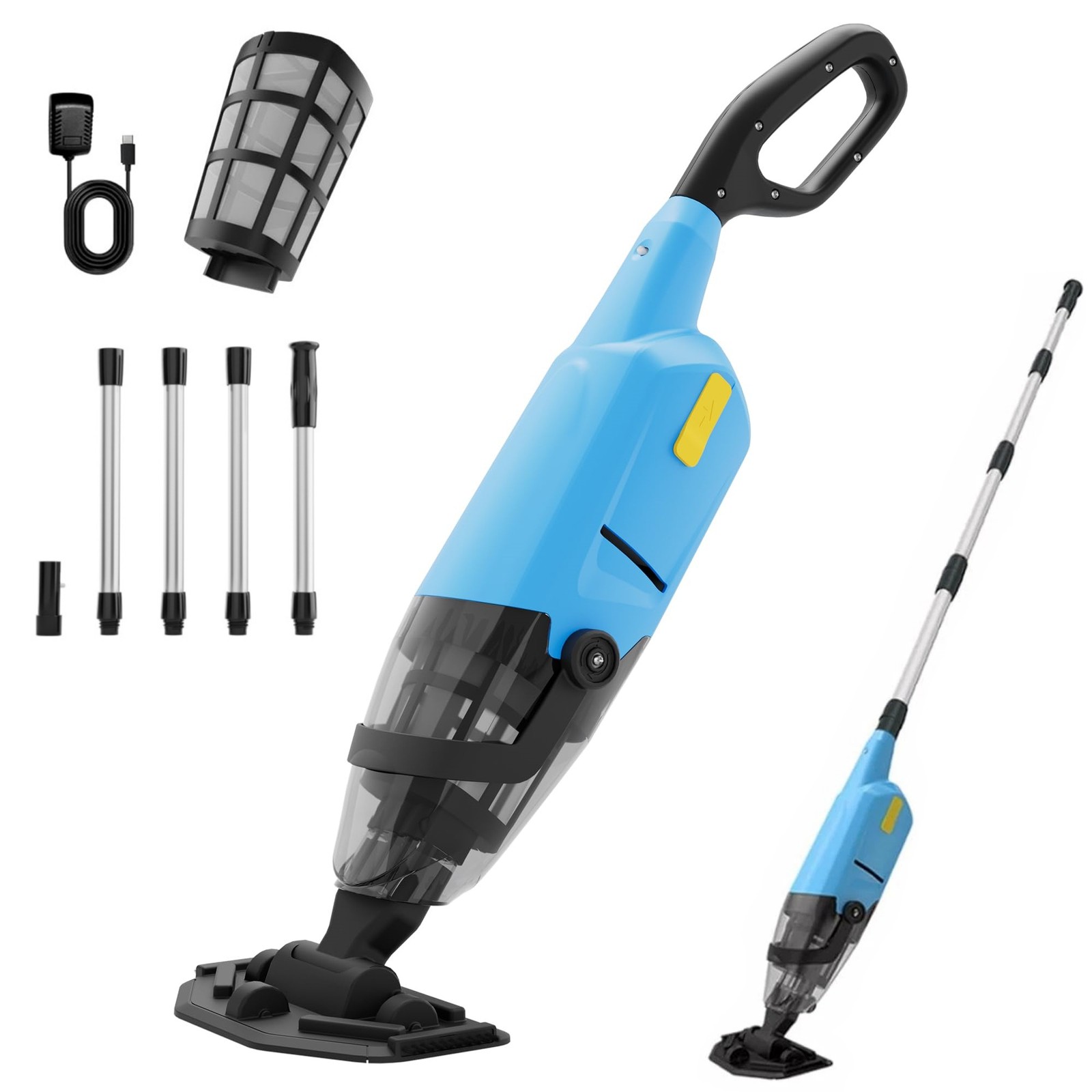 Handheld Cordless Pool Cleaner Rechargeable Pool Vacuum Powered 9000mAH Battery