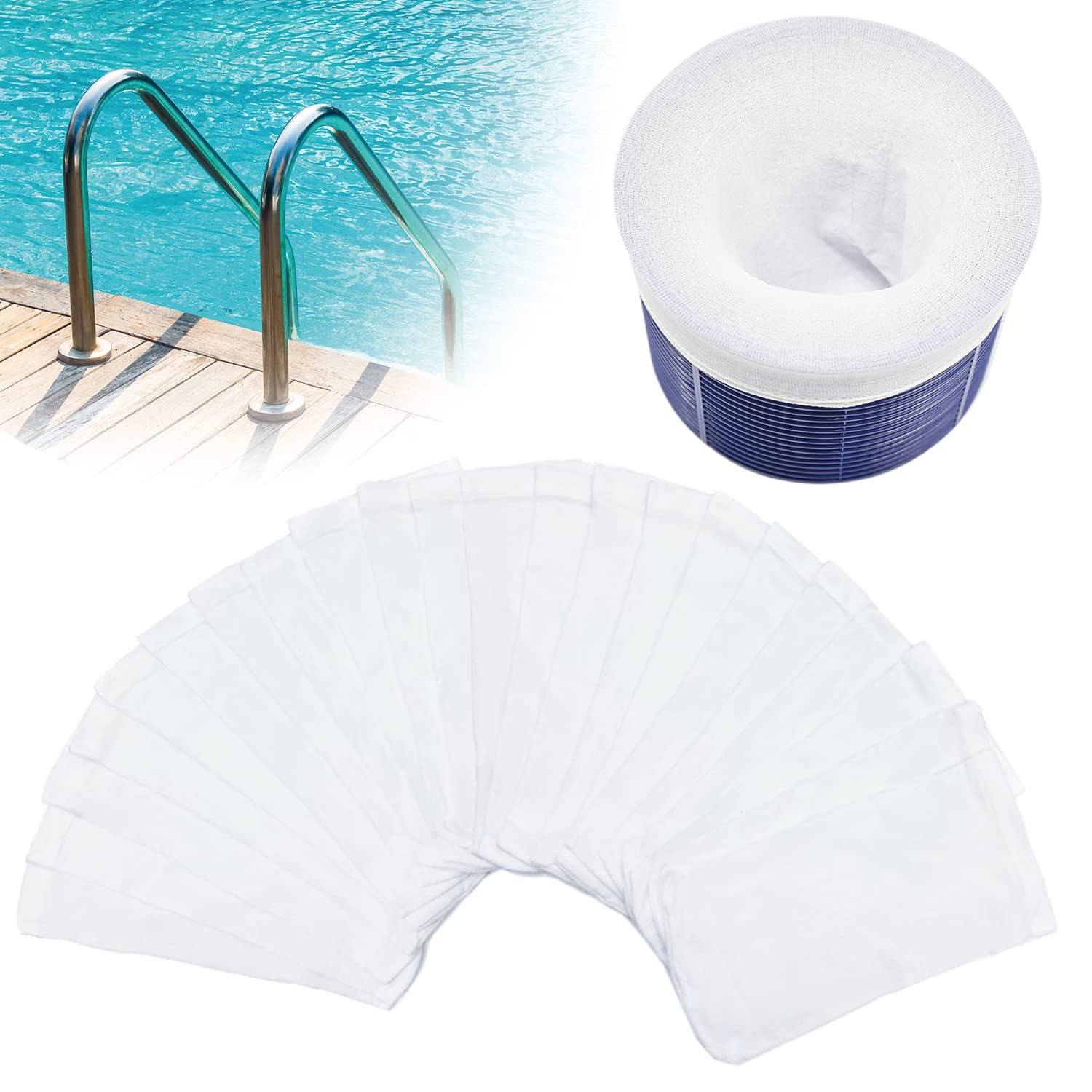 100 Pack Pool Skimmer Socks Reusable Pool Filter Socks for Skimmer Basket (74