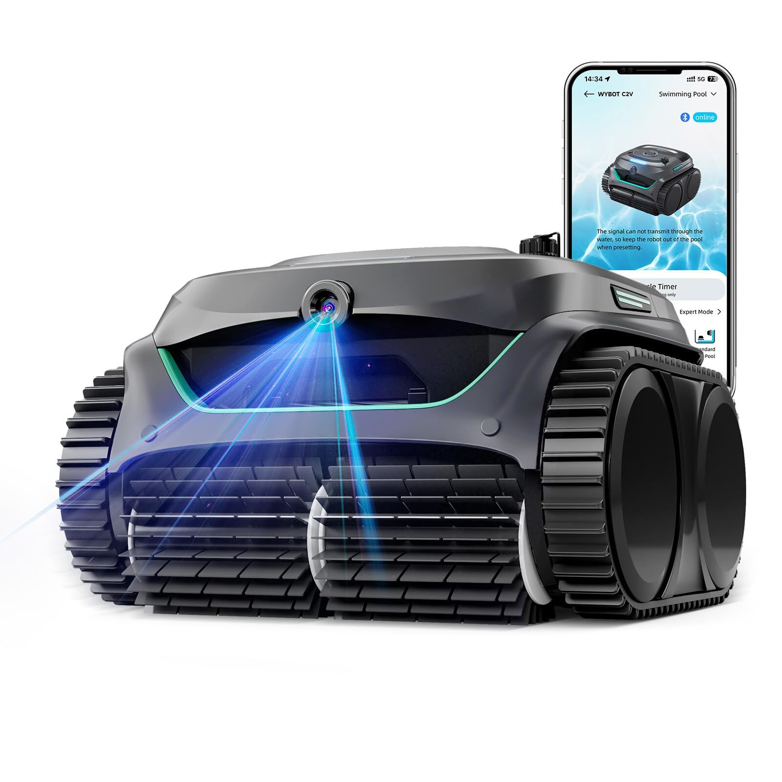 WYBOT C2 Robotic Pool Cleaner, Cordless Pool Vacuum for Inground Pools Ungraded