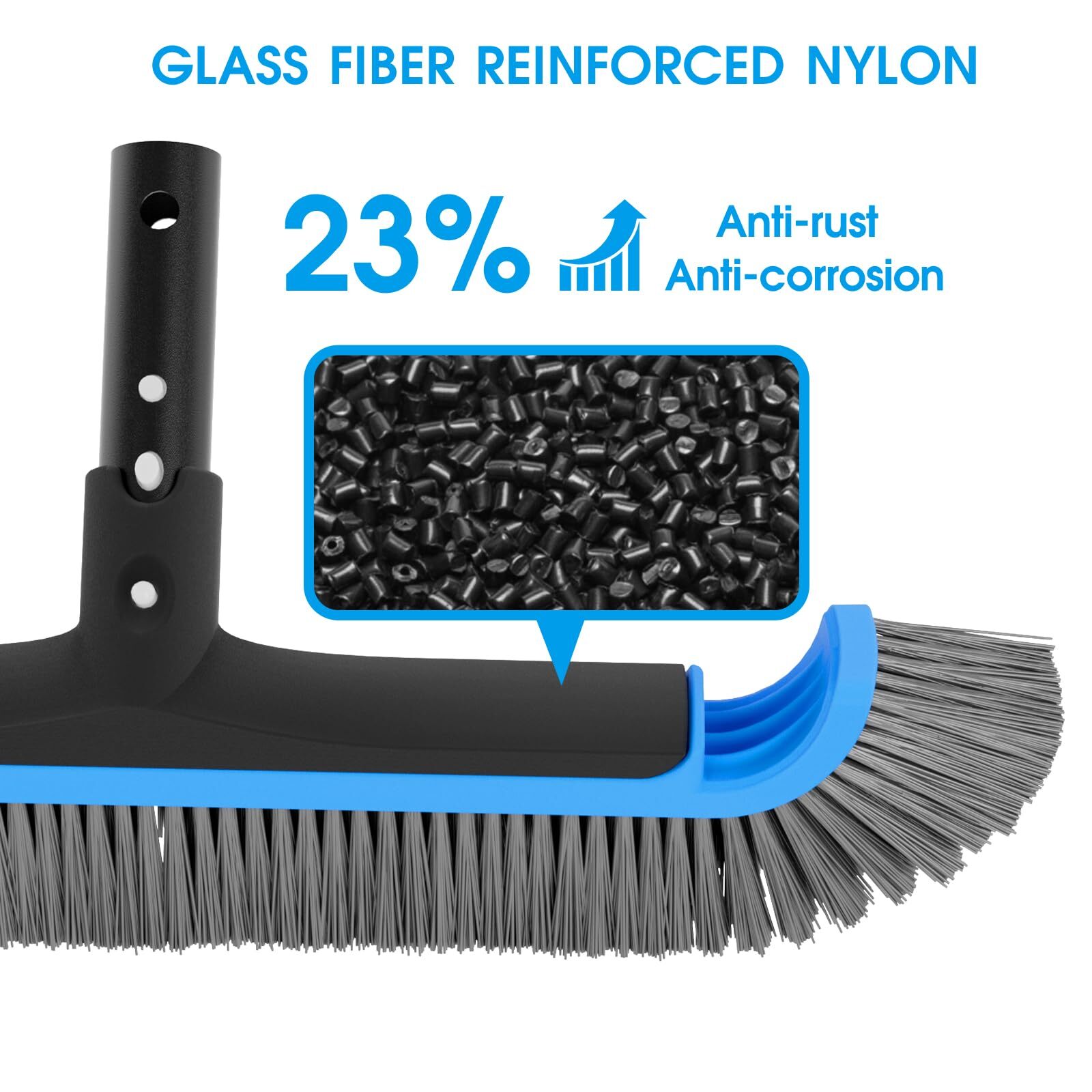 2 In 1 Multifunctional Pool Brush With 10 Ft Poles 17.5” Heavy Duty Swimming Po