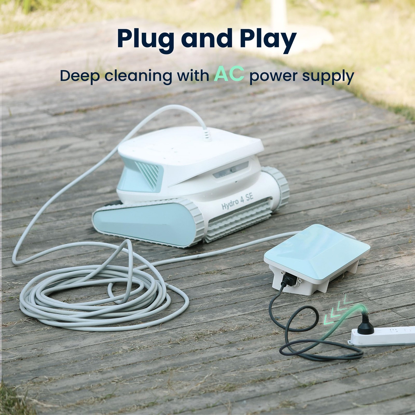 Hydro 4SE Robotic Pool Cleaner, S-Shaped Path/Auto Wall/Waterline White