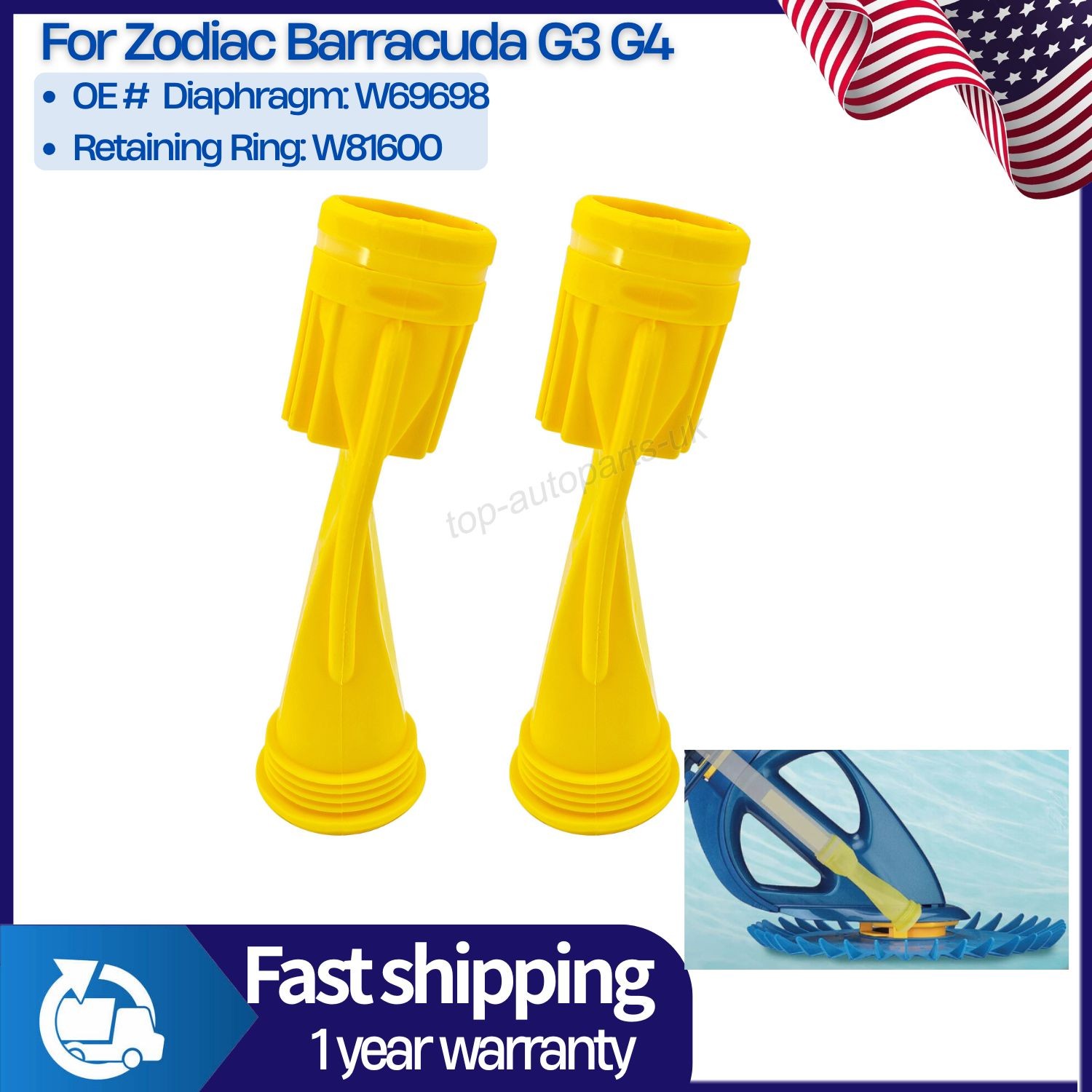 Long Life Diaphragm W69698 W/Ring Fit Zodiac Barracuda G3 G4 Pool Cleaner 2PCS