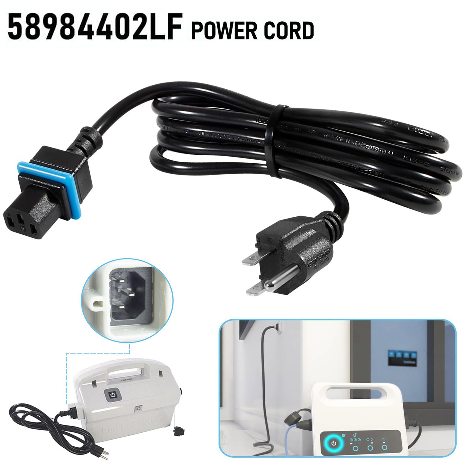 Black Power Cord Digital Power Supply Cable for Maytronics Dolphin Pool Cleaners