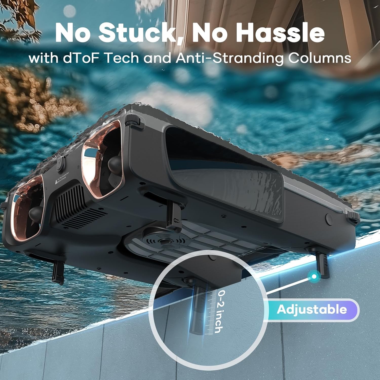 Solar Pool Skimmer with APP Support, 24/7 Cleaning, Dual Gray