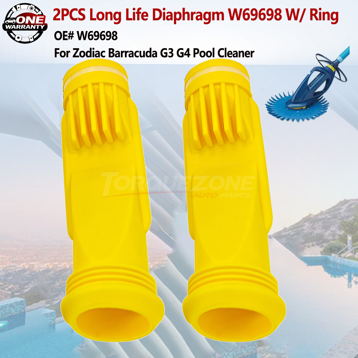 2PCS Long Life Diaphragm W69698 W/ Ring For Zodiac Barracuda G3 G4 Pool Cleaner
