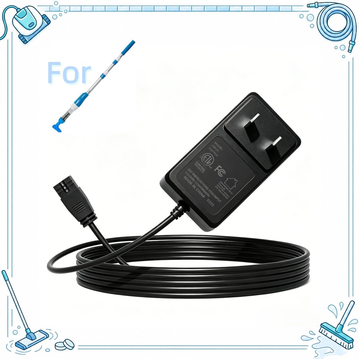 2-Prong 12.6V AC/DC Adapter For YSMJ 1814 1814BL Handheld Pool Vacuum Cleaner
