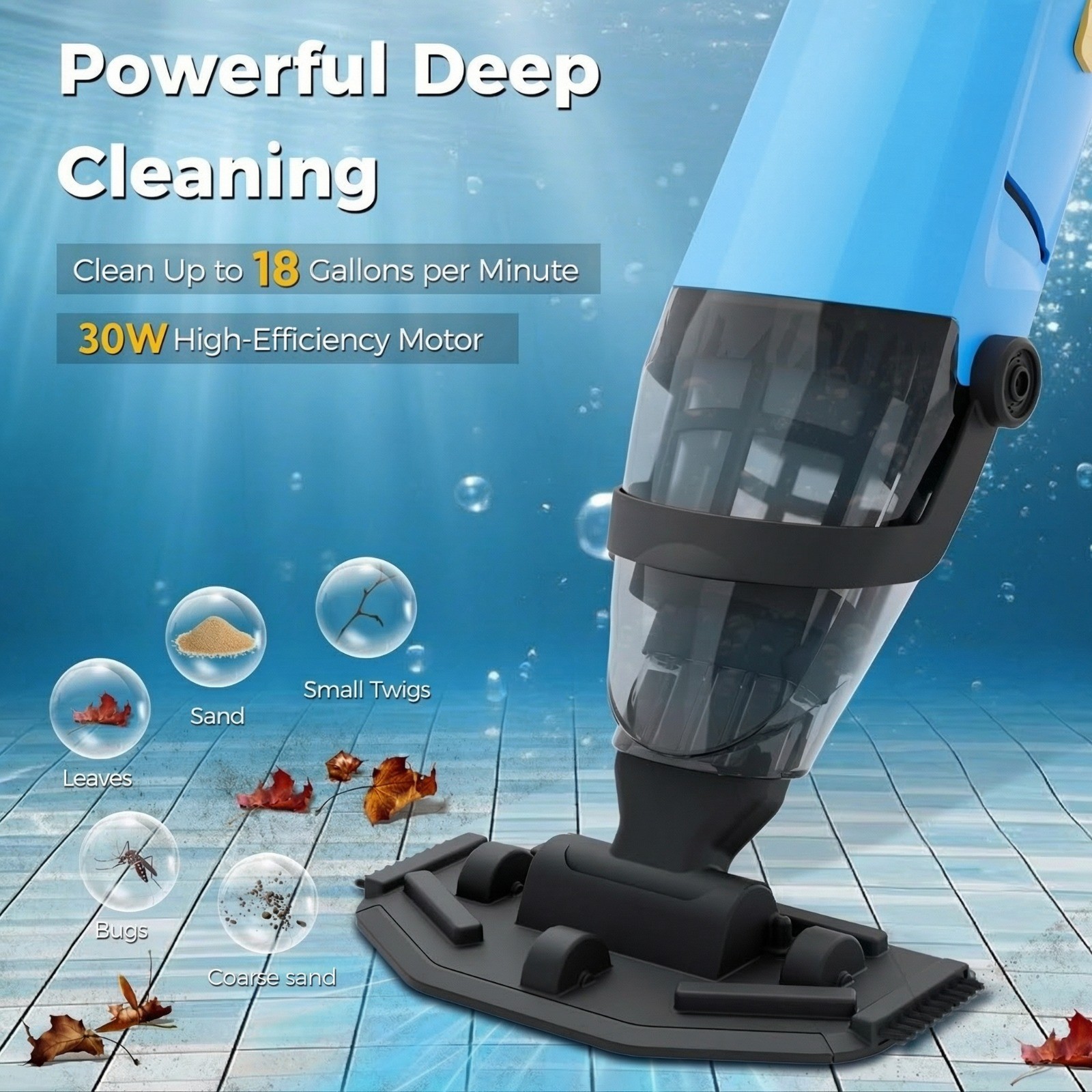 Pool Vacuum Powered for Above Ground Pool Cordless Handheld Cleaner Rechargeable
