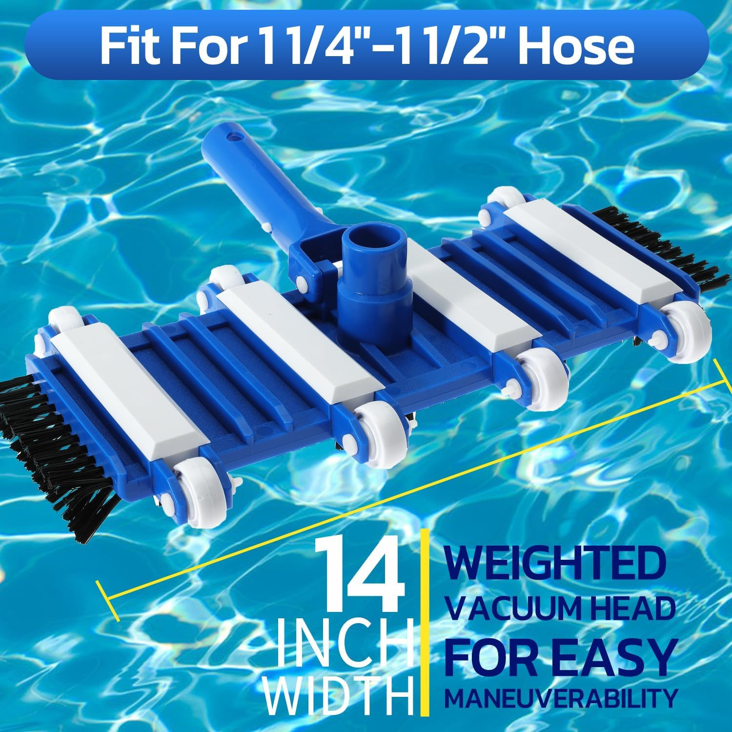 14″ Heavy Duty Pool Vacuum Head with Brushes Weighted Flexible Vacuum Head with
