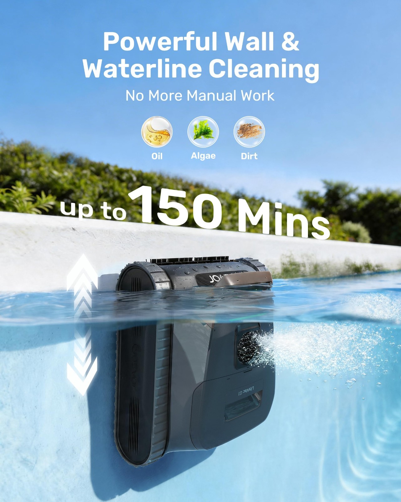 Rechargeable Pool Vacuum Cleaner – Wall & Waterline Cleaning, Smart Navigation,