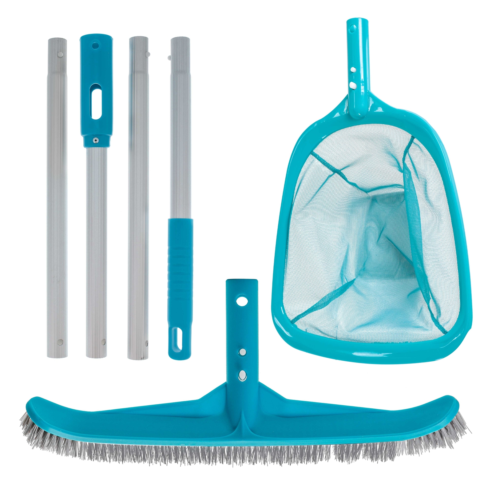 Pool Maintenance Kit with Leaf Skimmer Net, Brush & Adjustable Telescopic Pole