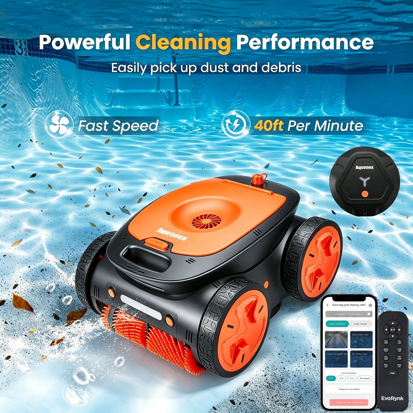 Cordless Robotic Pool Cleaner Pool Waterline Floor Wall 5-Motor App & Remote US