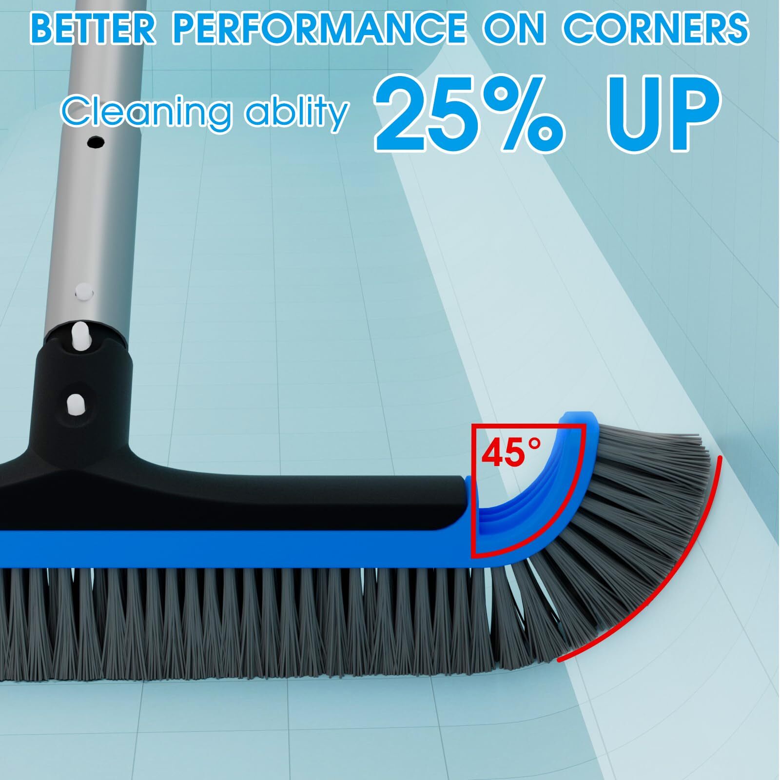 2 In 1 Multifunctional Pool Brush With 10 Ft Poles 17.5” Heavy Duty Swimming Po