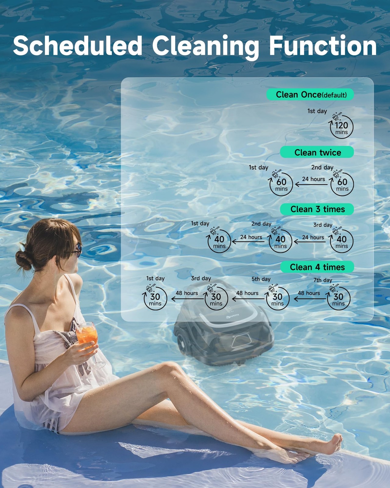 2026 Upgraded A1 Robotic Pool Vacuum for Above Ground Pools 120-Min Runtime