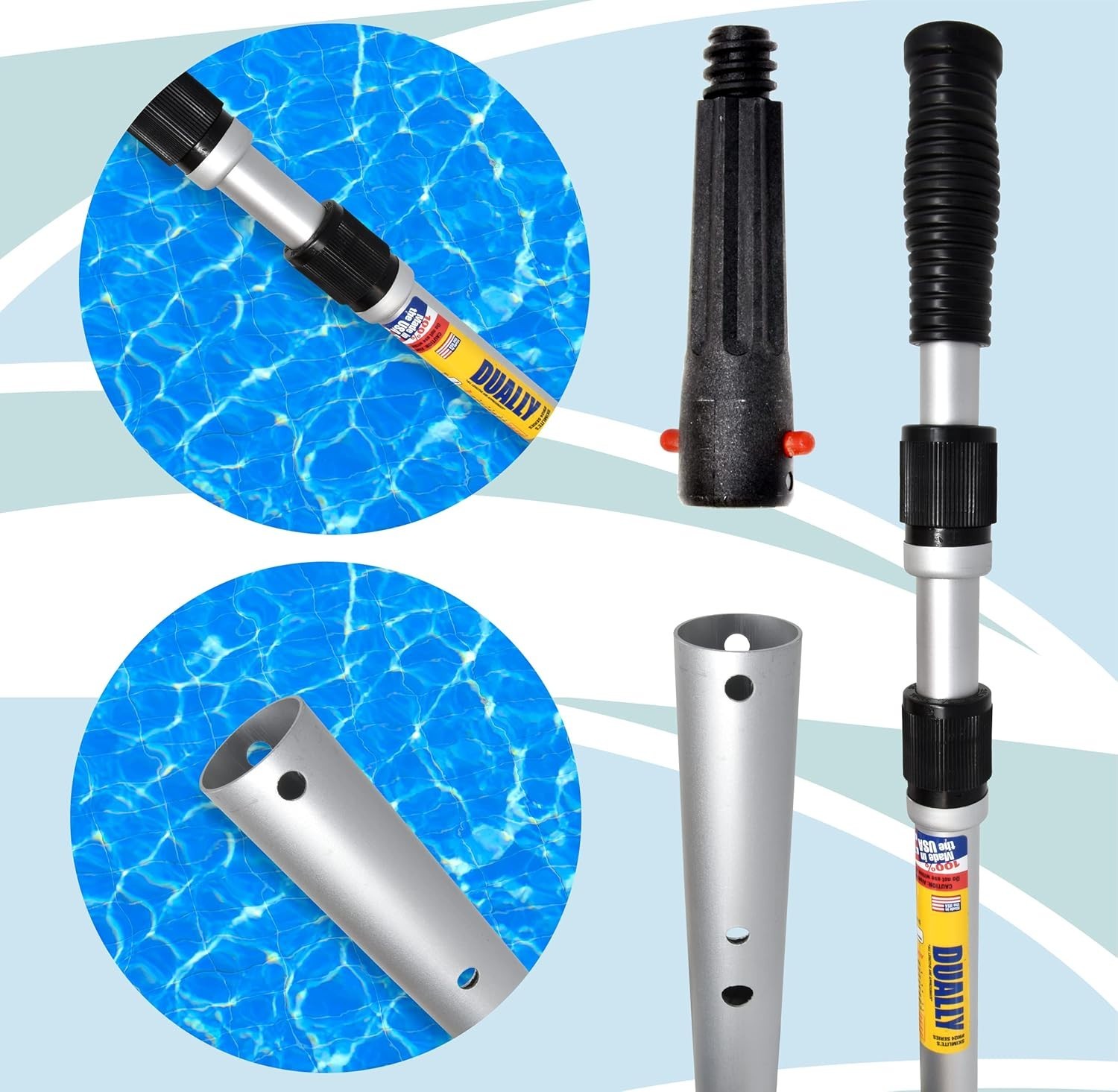 Skimlite Dually 9024 Telescopic Pool Pole 8-24 Ft Dual Locking Heavy Duty Alumin
