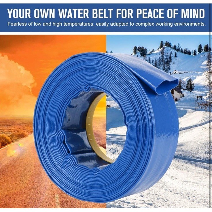 Blue Heavy Duty Pool Backwash Hose 1.5 Inch x 20 Foot with Hose Clamps