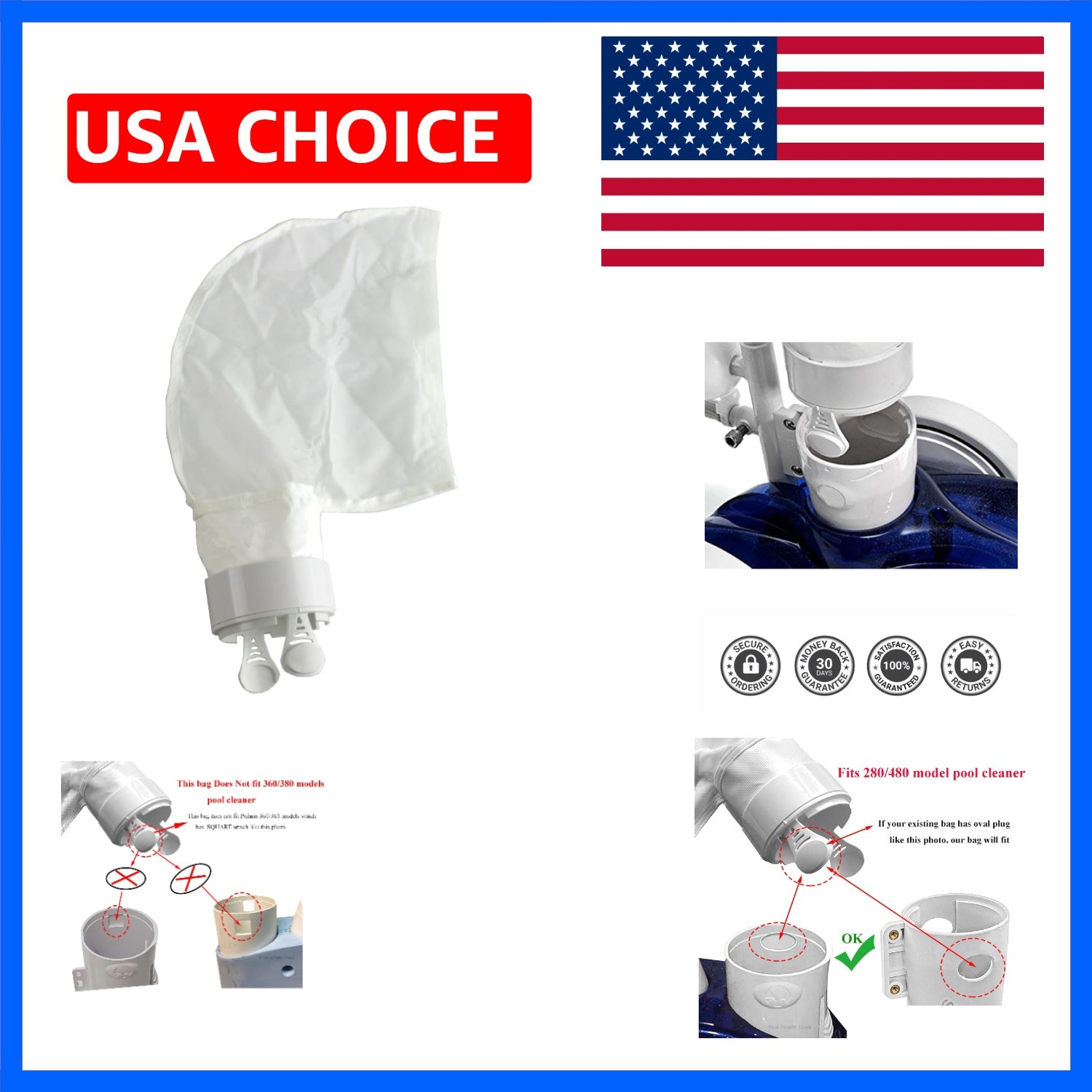 280 Pool Cleaner Sand and Silt Bag K14 Replacement for Polaris 280/480 Pool C…