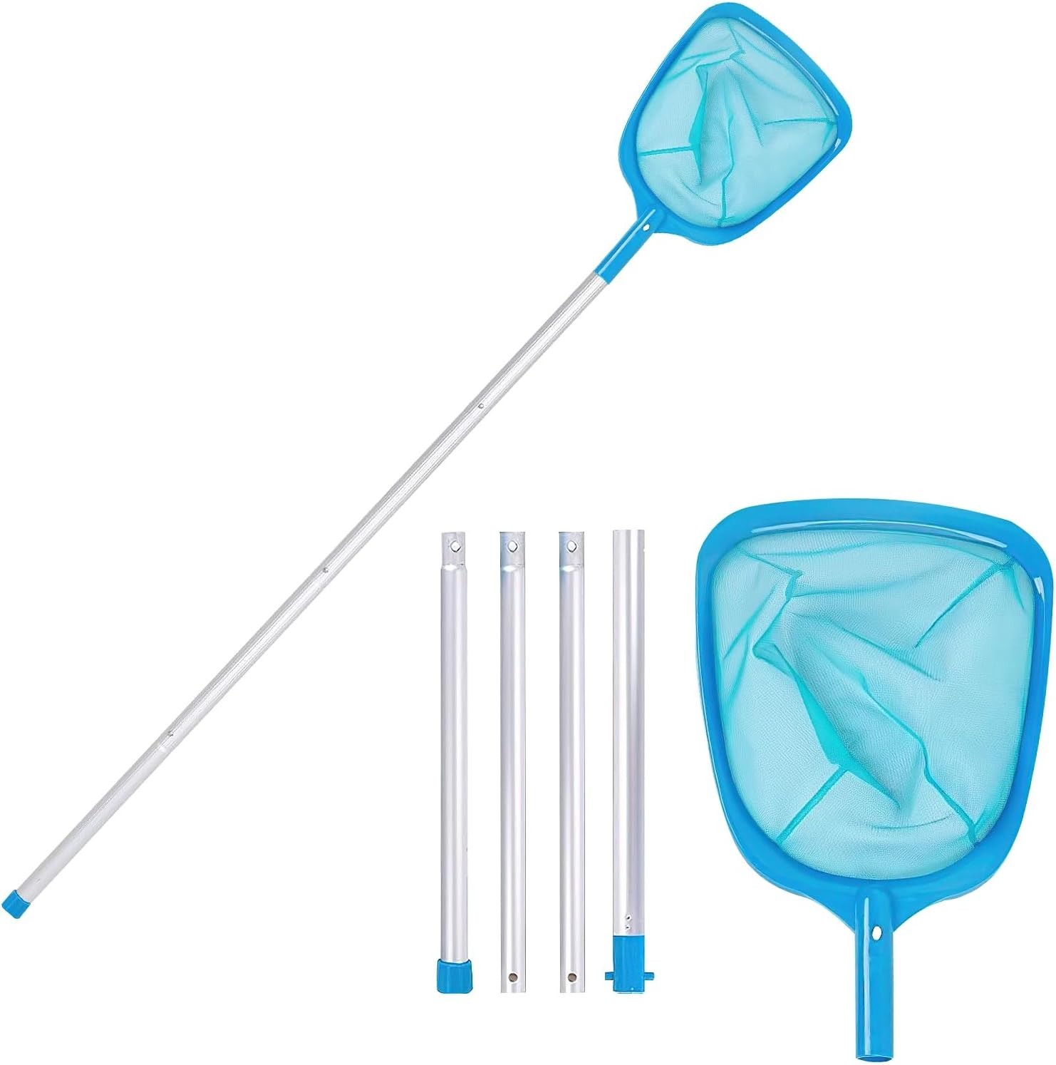 Adjustable Pool Skimmer with Fine Mesh, Aluminum Pole for Inground & Above-Gr…