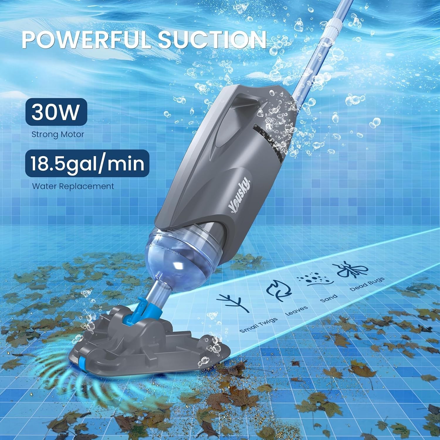 YouSky Handheld Pool Vacuum for Above Ground & Inground Pools 18.5GPM Suction