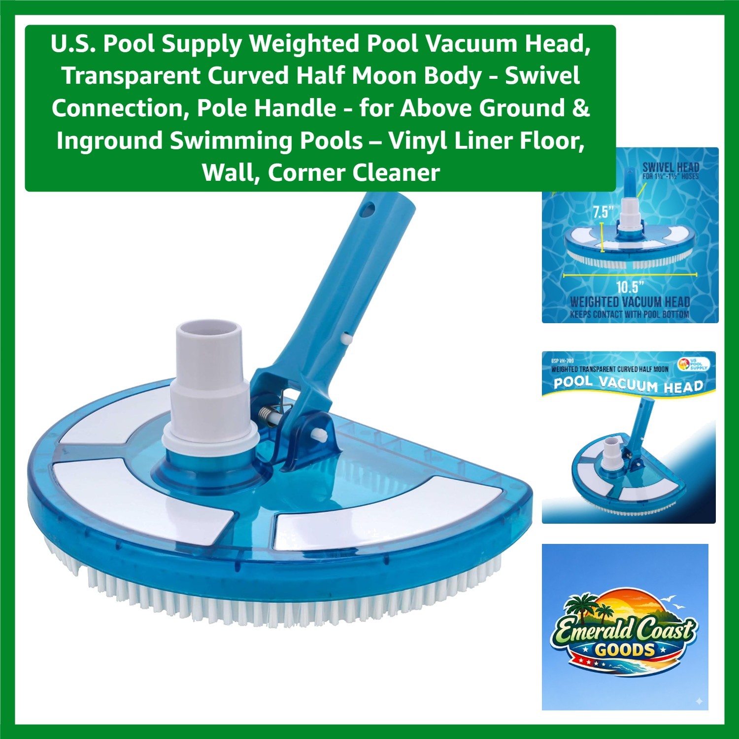 Durable Nylon Pool Vacuum Head – Ideal for Vinyl Liner Inground and Above Ground