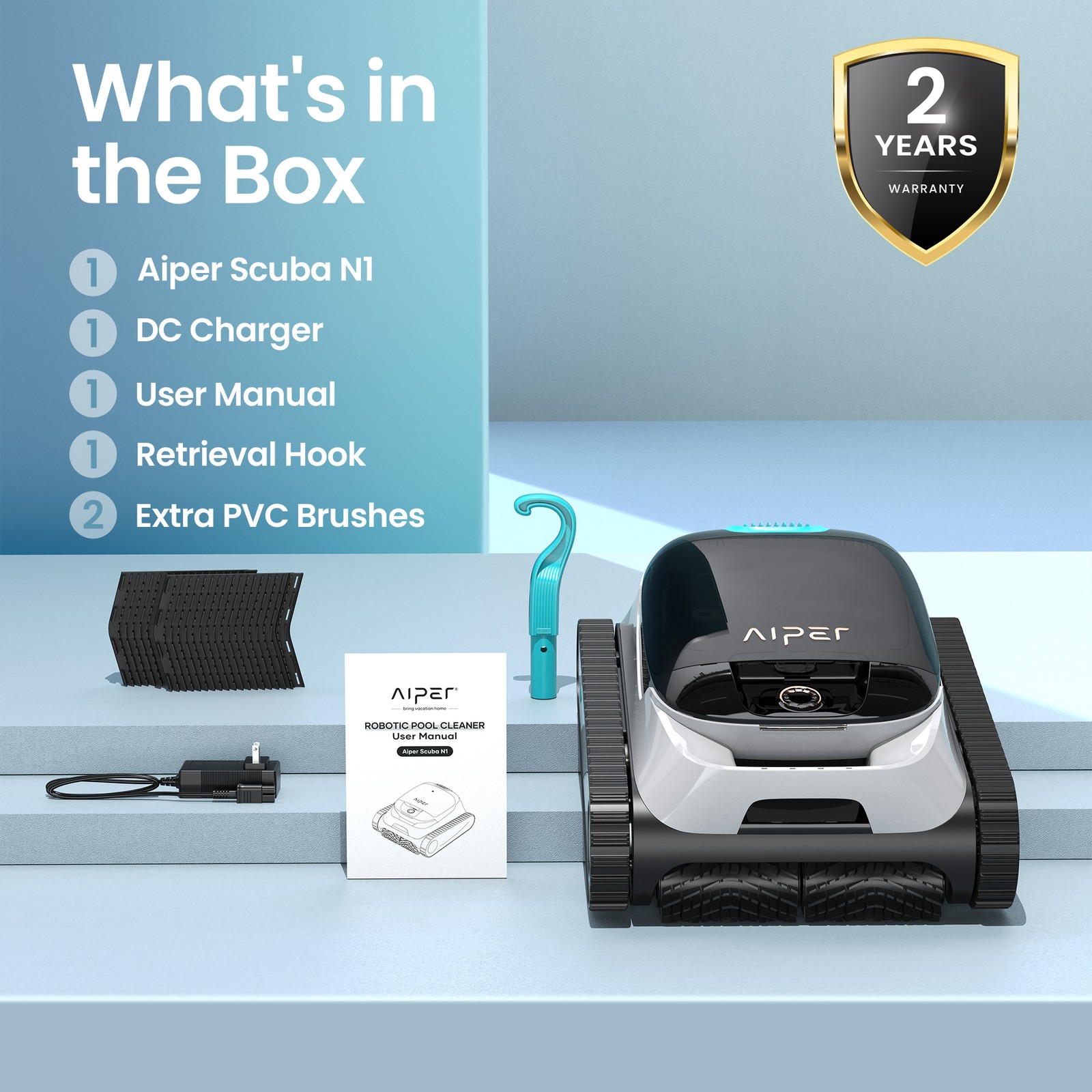 Renewed Cordless Pool Cleaner Robotic Automatic AIPER Scuba N1,IPX8
