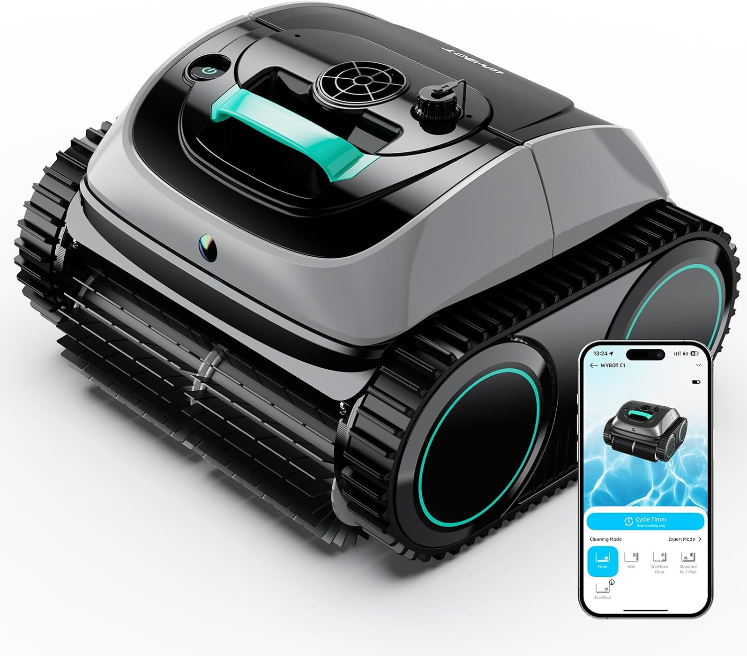 WYBOT C1 Cordless Robotic Pool Cleaner Inground Above Ground Vacuum App Control