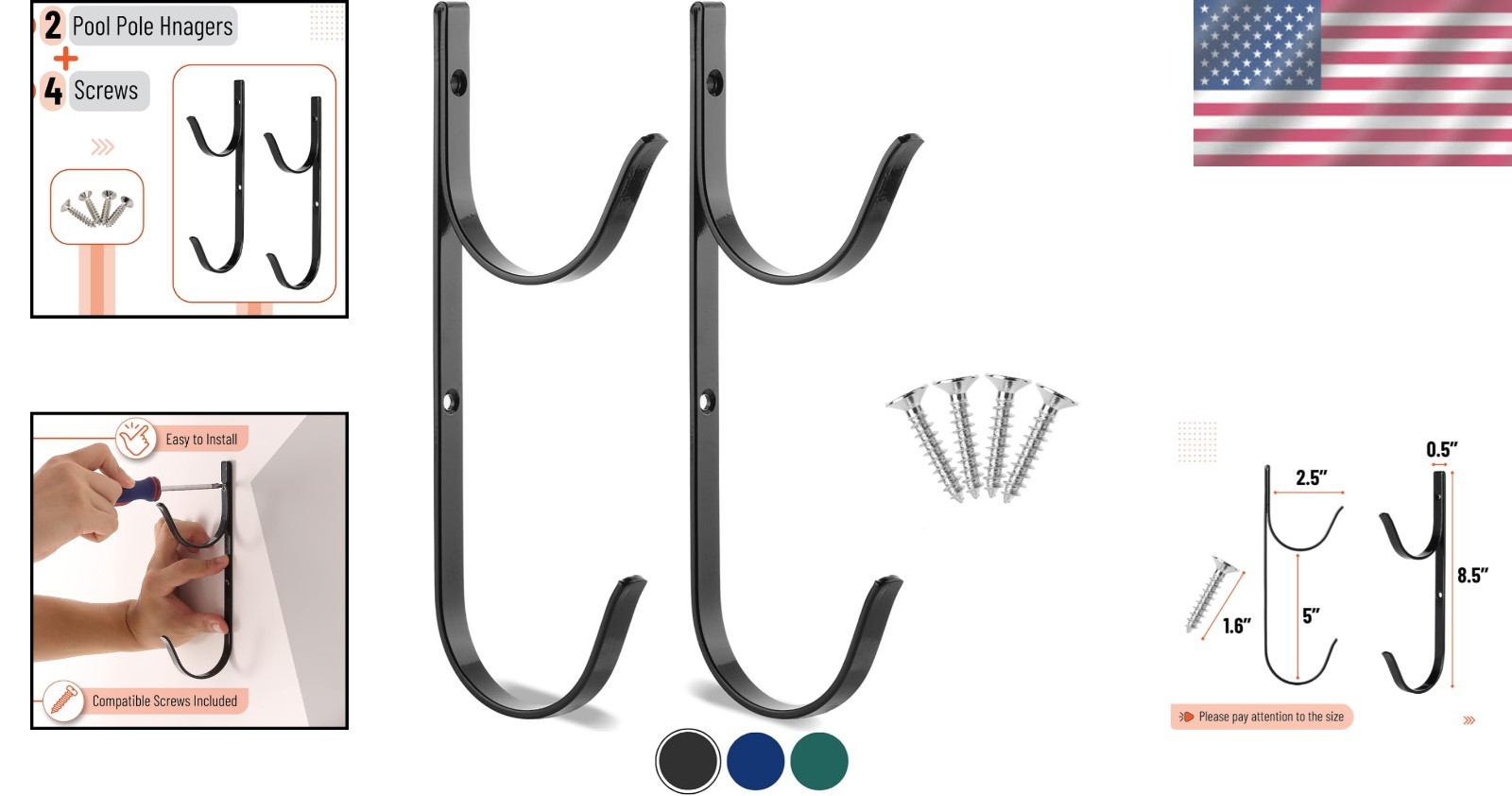 Versatile 2-Pack Pool Pole Hanger with Strong Support – Easy Installation