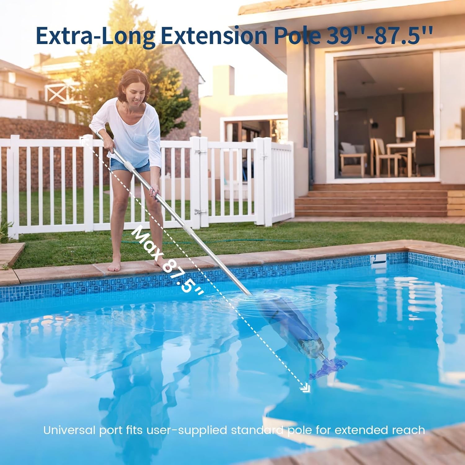 Cordless Pool Vacuum 18.5GPM Suction Telescopic Pole