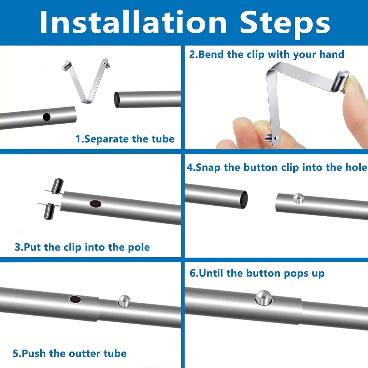 Universal 3 Pack Butterfly V-Clips for Pool Accessories – Silver Stainless Steel