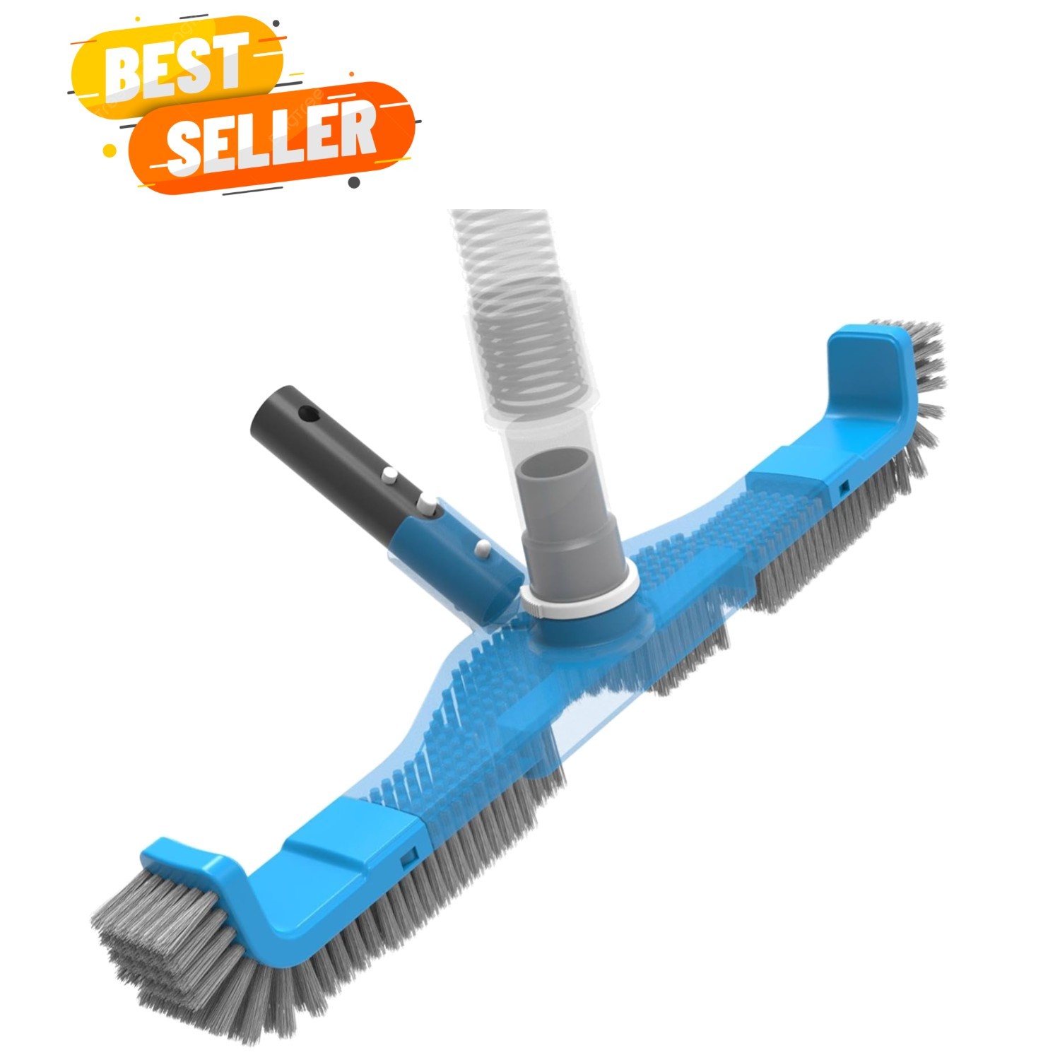 20″ 2 in 1 Pool Brush Vacuum Head with Swivel Hose Connection & Sturdy Nylon …