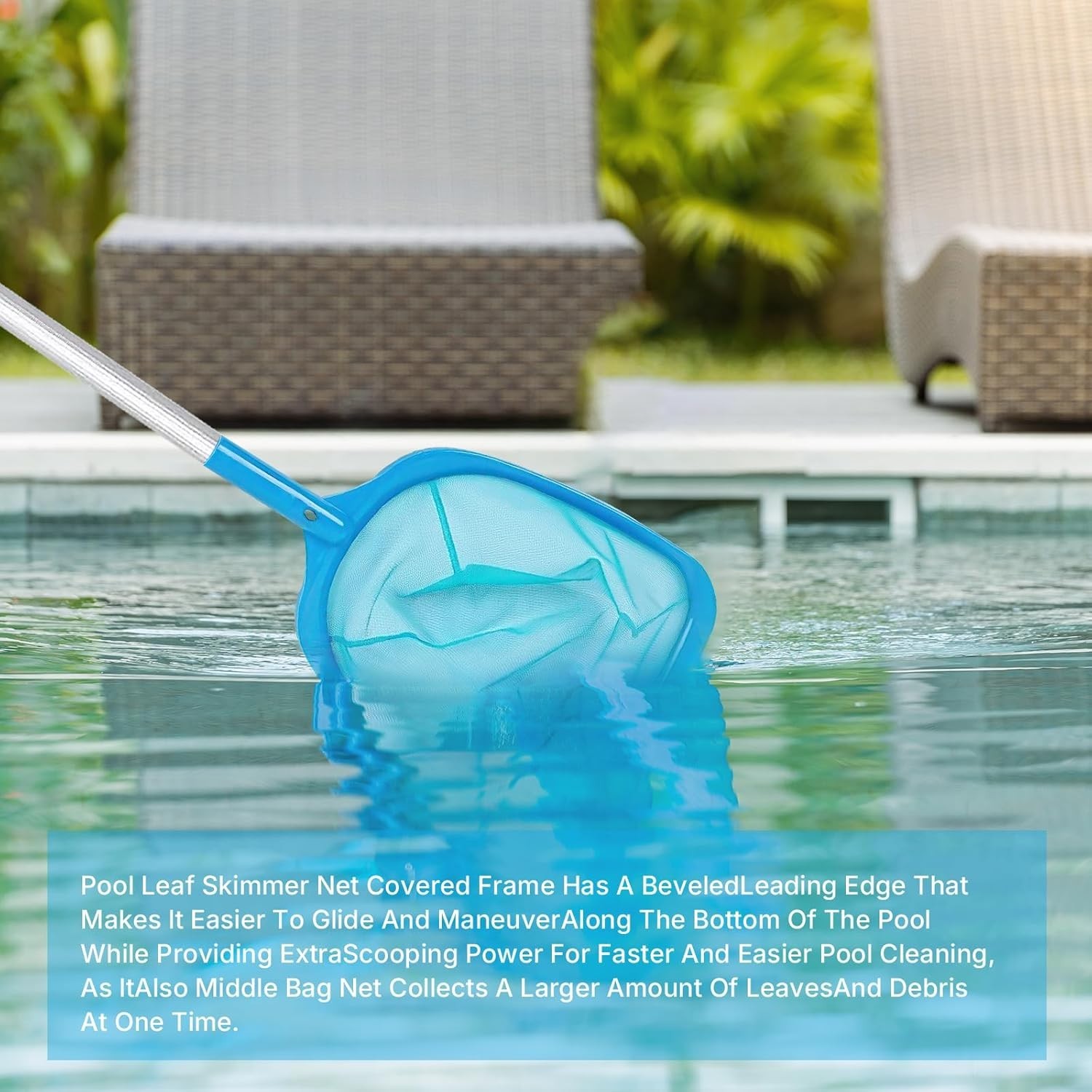 Adjustable Pool Skimmer with Fine Mesh, Aluminum Pole for Inground & Above-Gr…