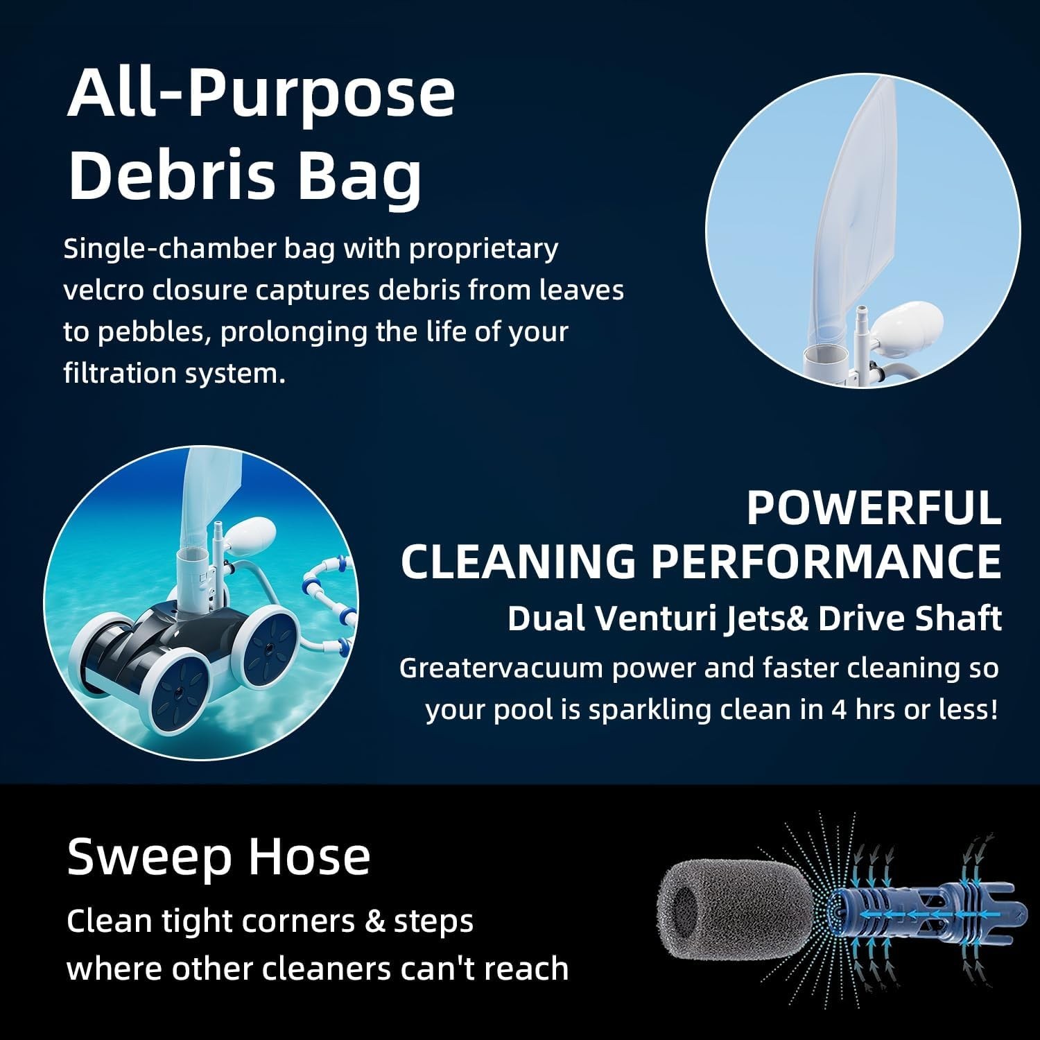 Upgrade Your Pool with Hydraulic 4-Wheel Pressure Side Sweeper – High Efficiency