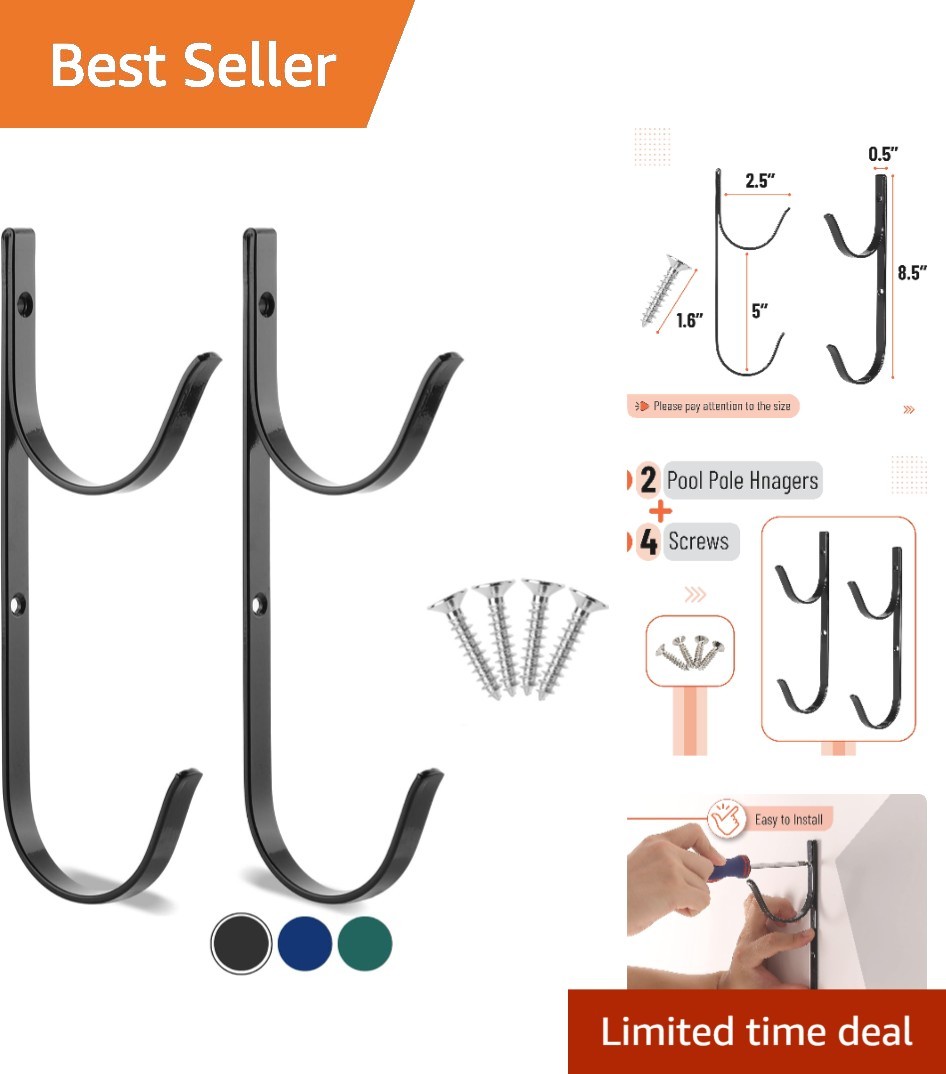 Sleek 2-Pack Pool Equipment Hooks – U-Shape Design for Wall/Fence Mounting