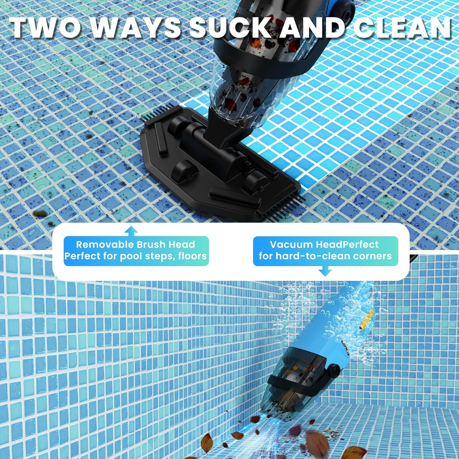 Cordless Handheld Pool Vacuum for In-ground Above-ground Swimming Pool Cleaner
