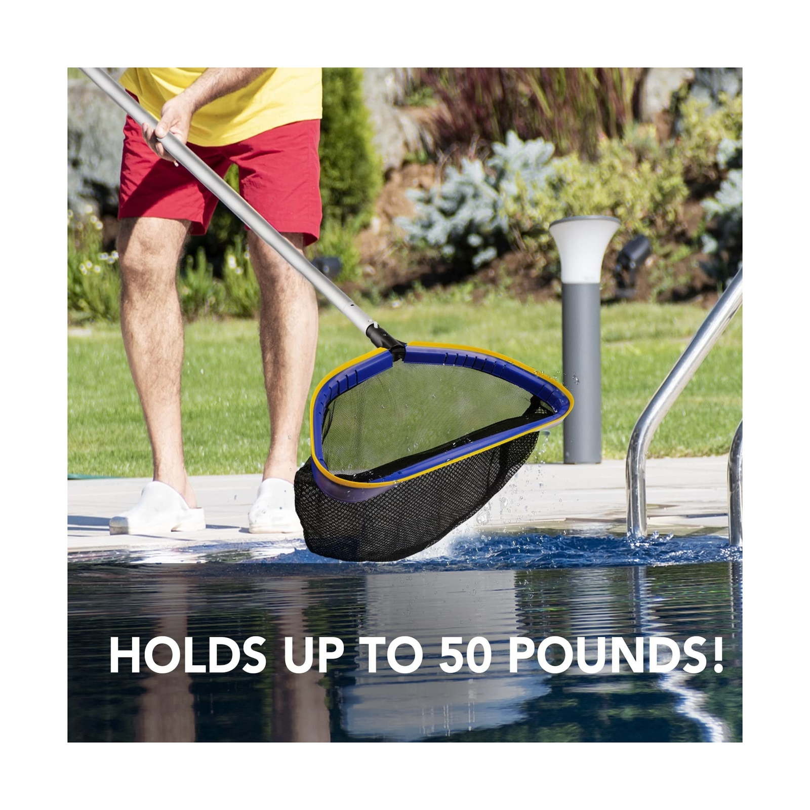 Poolvio Pool Deep Skimmer Net with 3ft – 10ft 1.0mm Thick Adjustable Telescop…