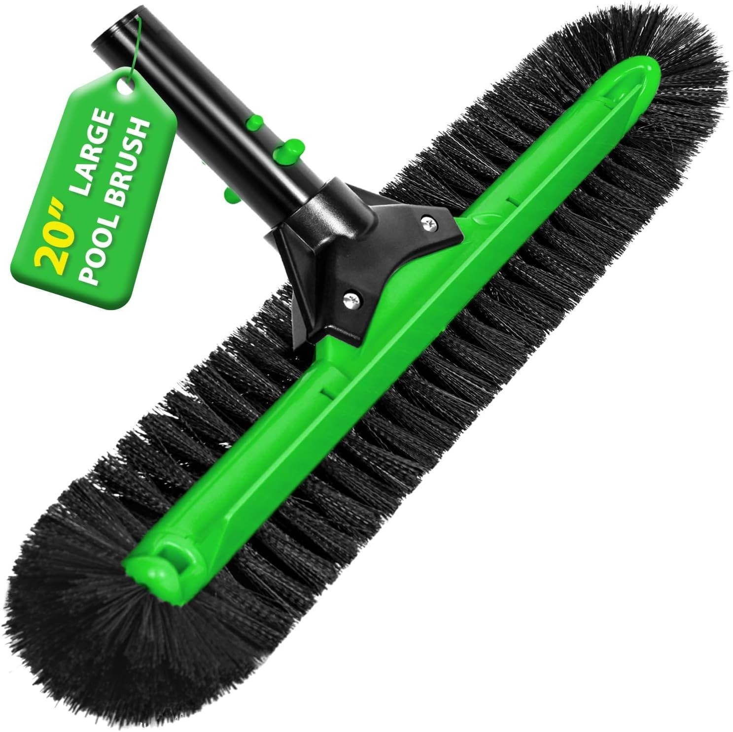 20″ Wide Pool Brush Head, Heavy Duty Pool Scrub Brush with 12-Rows Soft Bristles