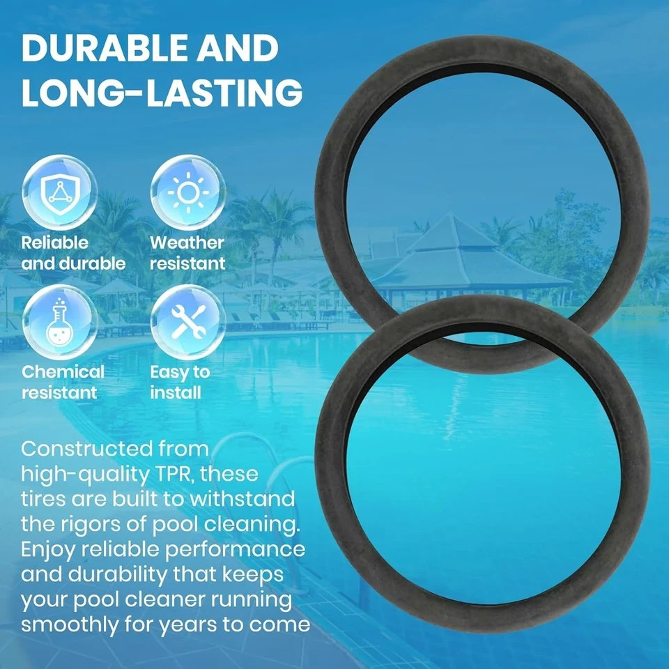 3-Pack Pool Cleaner Tires 48-232 for Polaris 3900/480 Sport, P39, Black Max