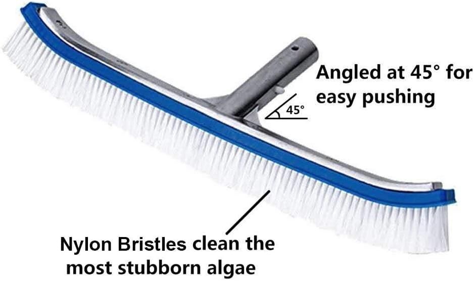 18-Inch Pool Wall & Tile Brush Heavy Duty Aluminum Nylon Bristle Cleaning Brush