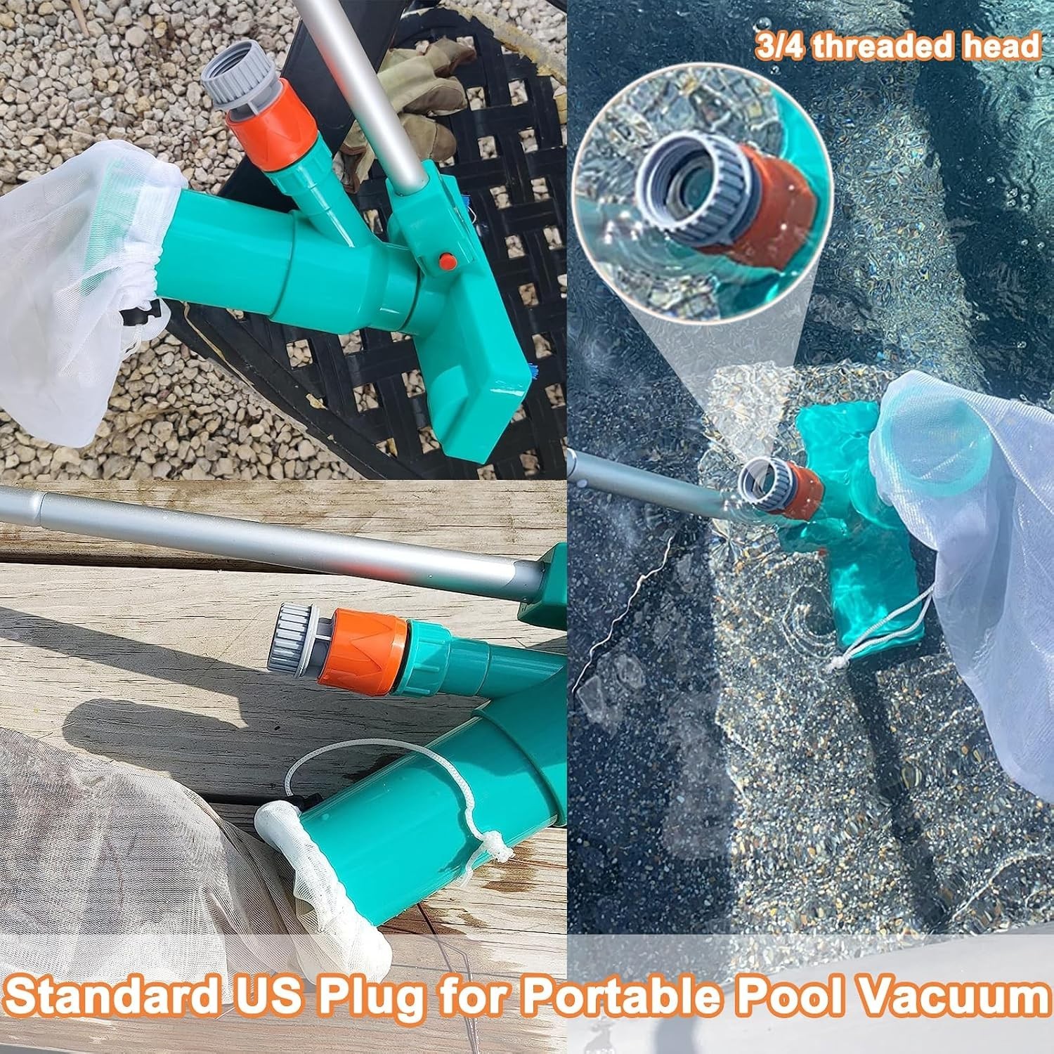 Quick Coupler for Portable Pool Vacuum, Suction Tip with Sealant Tape, Pool V…