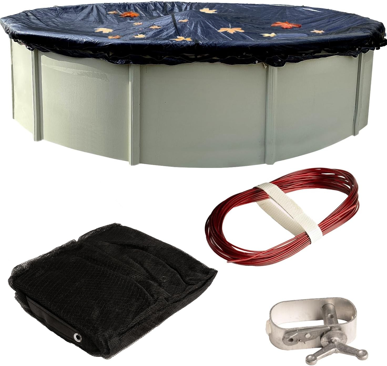 Pool Leaf Net Cover for Above Ground Pools – 15 ft Round, Durable, Woven Poly…