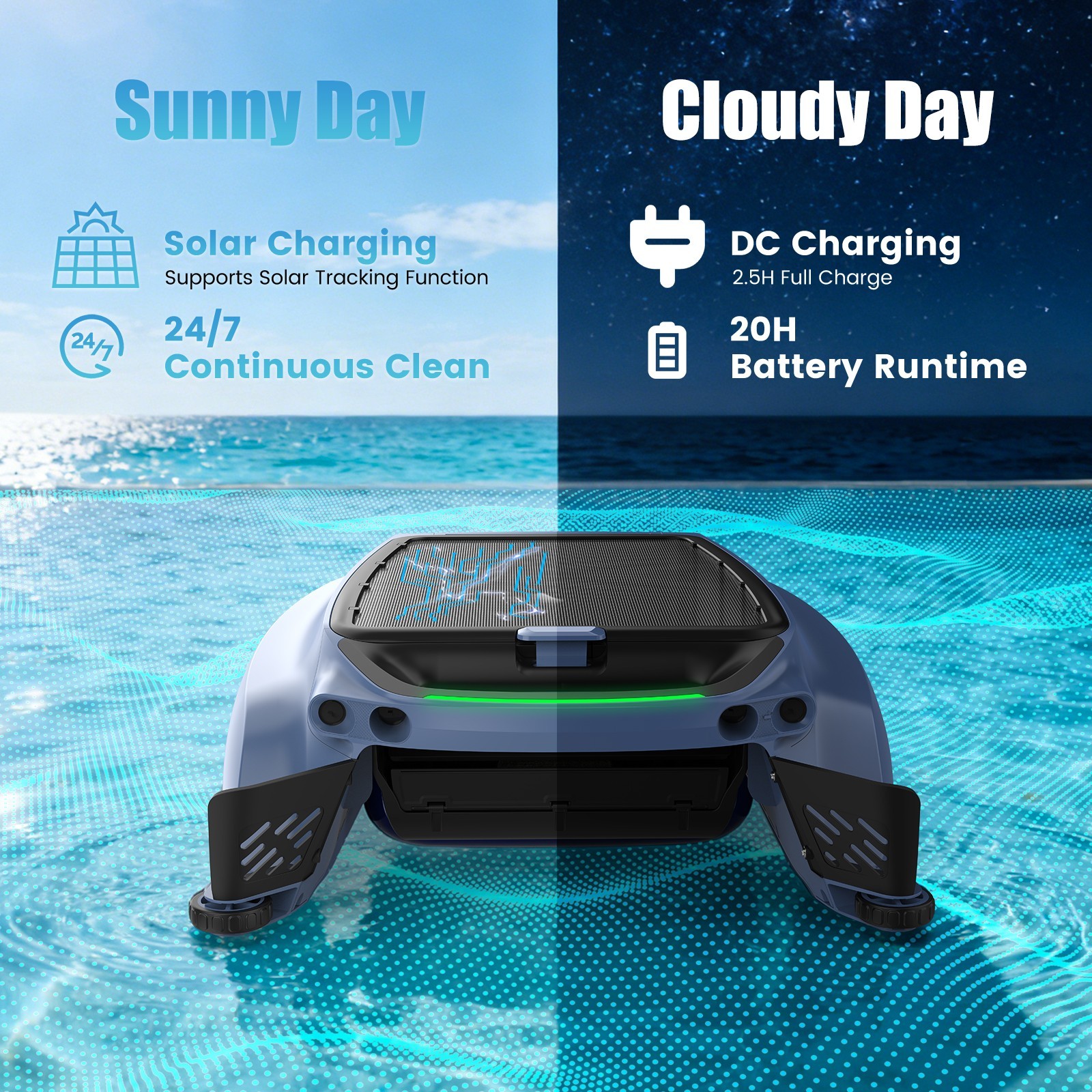 AIRROBO SP200 Solar Powered Pool Skimmer Surface Pool Cleaner Robot Vacuum APP