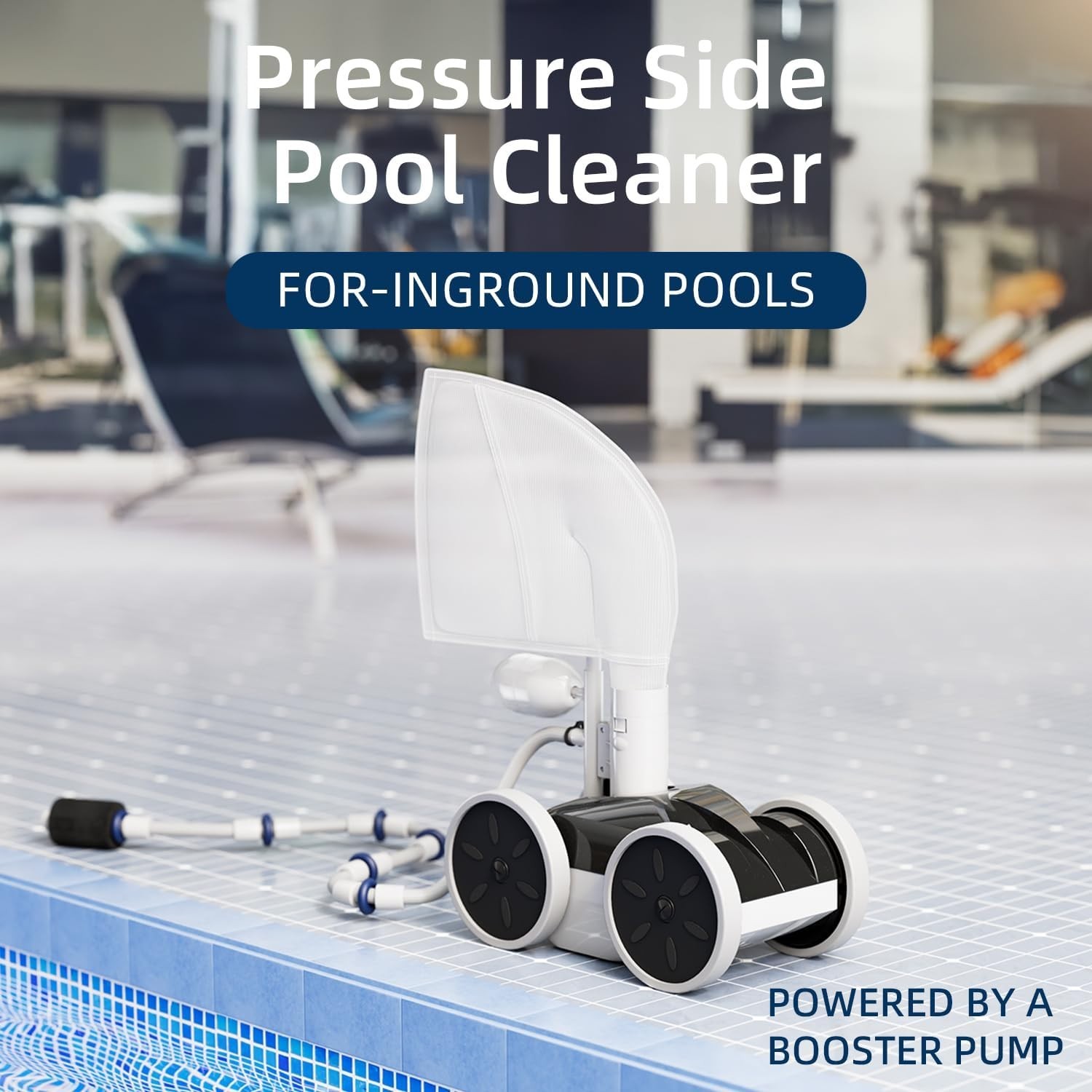 Upgrade Your Pool with Hydraulic 4-Wheel Pressure Side Sweeper – High Efficiency