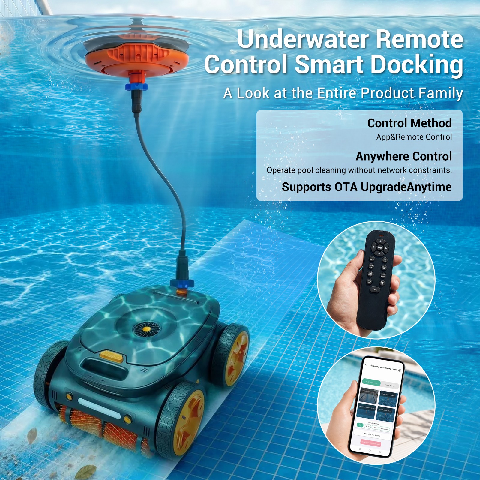 Robotic Pool Cleaner, Cordless Pool Vacuum for Inground Pools,APP&Remote Control