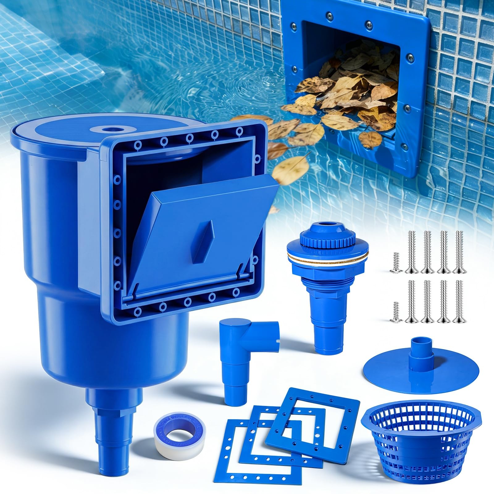 Above Ground Pool Skimmer, Heavy Duty Through-Wall Mount Pool Skimmer Kit wit…