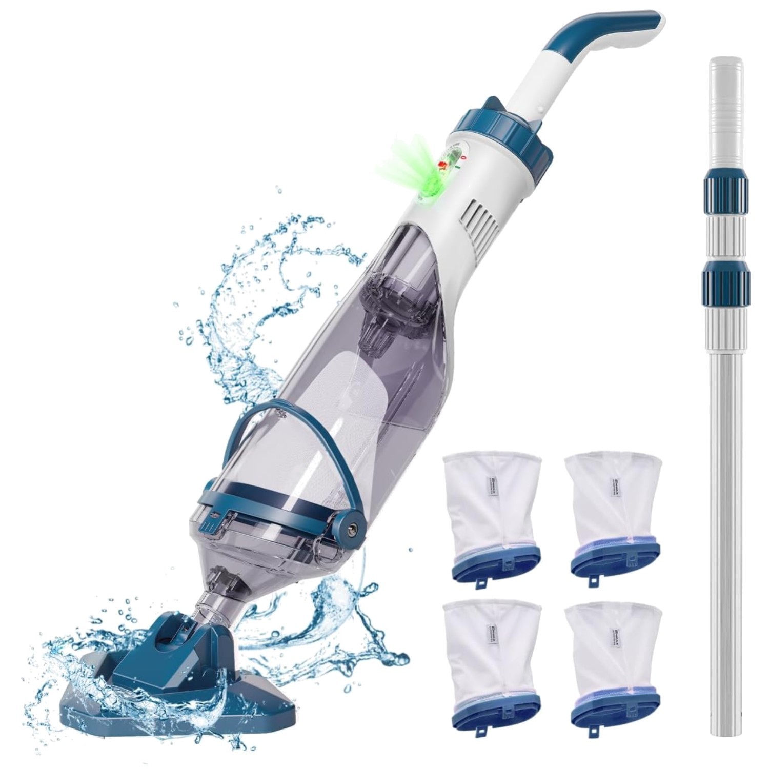 Cordless Pool Vacuum Cleaner, Strong Suction, 60min Runtime