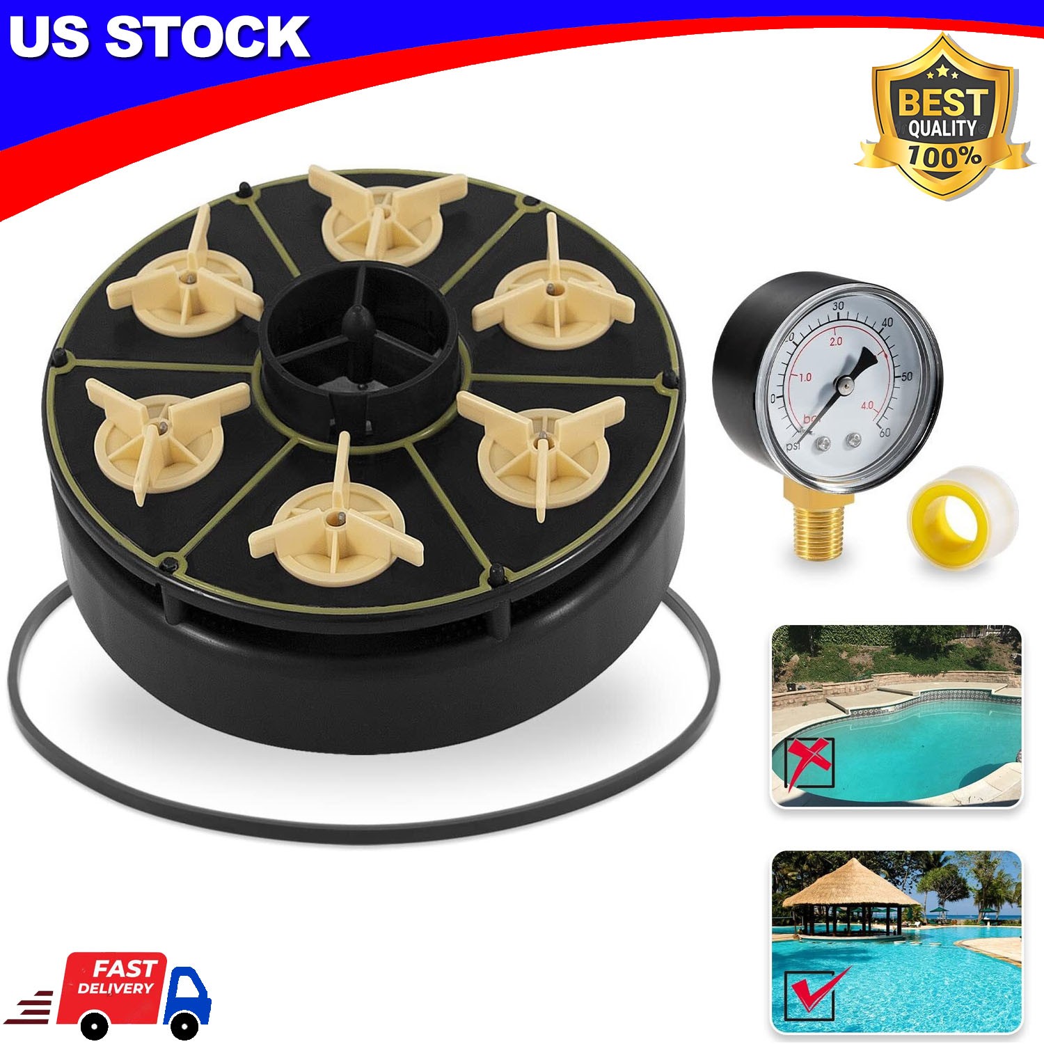 for Paramount Water Valve 6-Port Gear Module + Pressure Gauge 004-302-4408-00