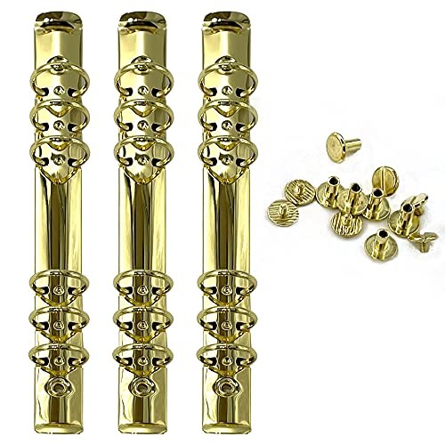 3 Pack of A5 Notebook Mechanism Replacement Kit, 20mm 6-Ring Metal Binder Gold