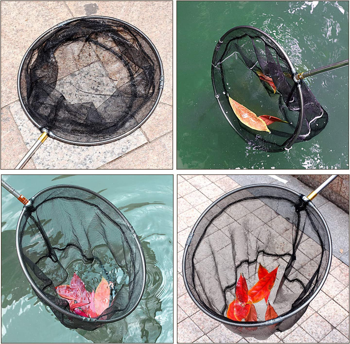 Pool Skimmer Net with Stainless Steel Telescopic Pole,58″ Extendable Leaf