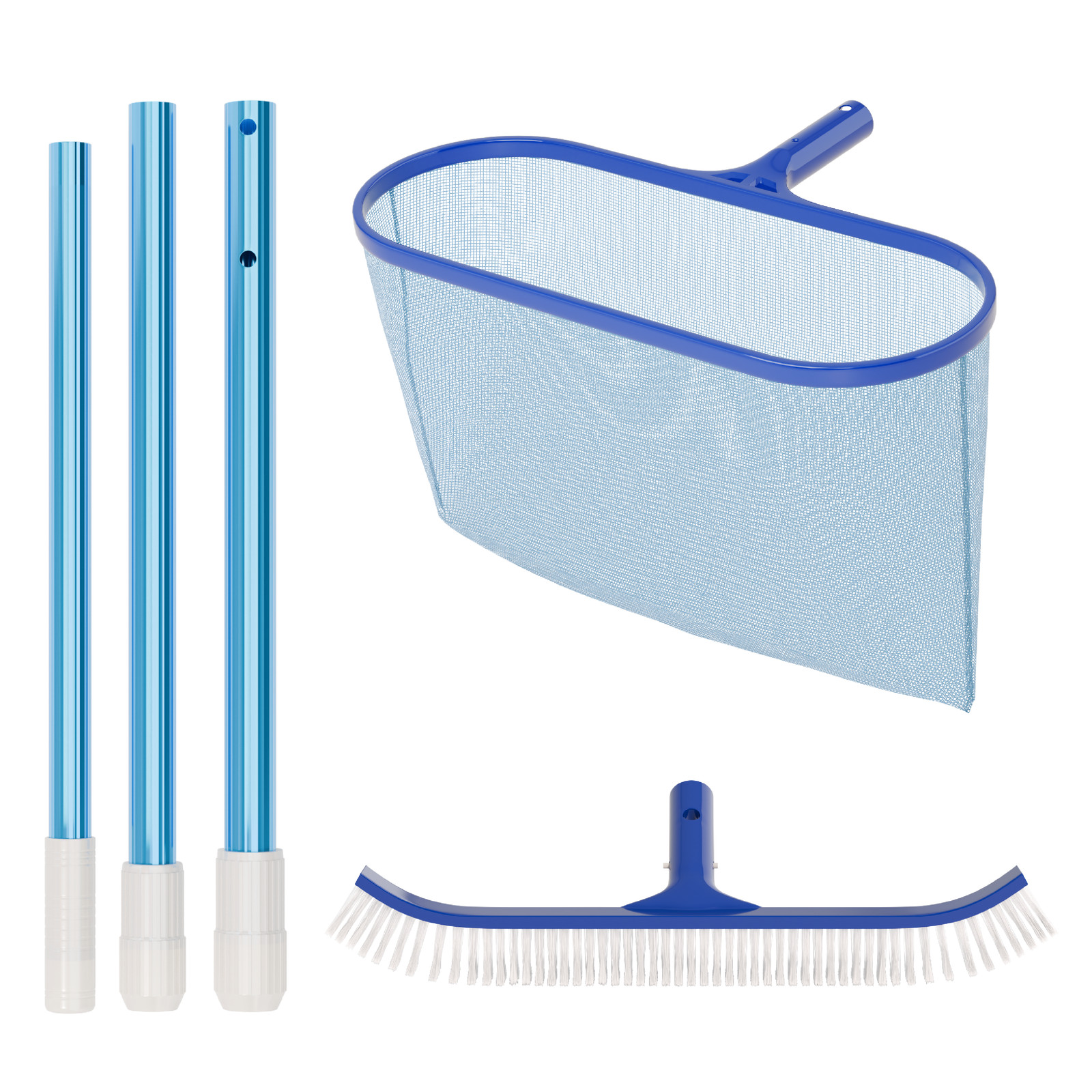Outdoor Portable 3 PCS Swimming Pool Cleaning Kit with Net, Brush,Tube