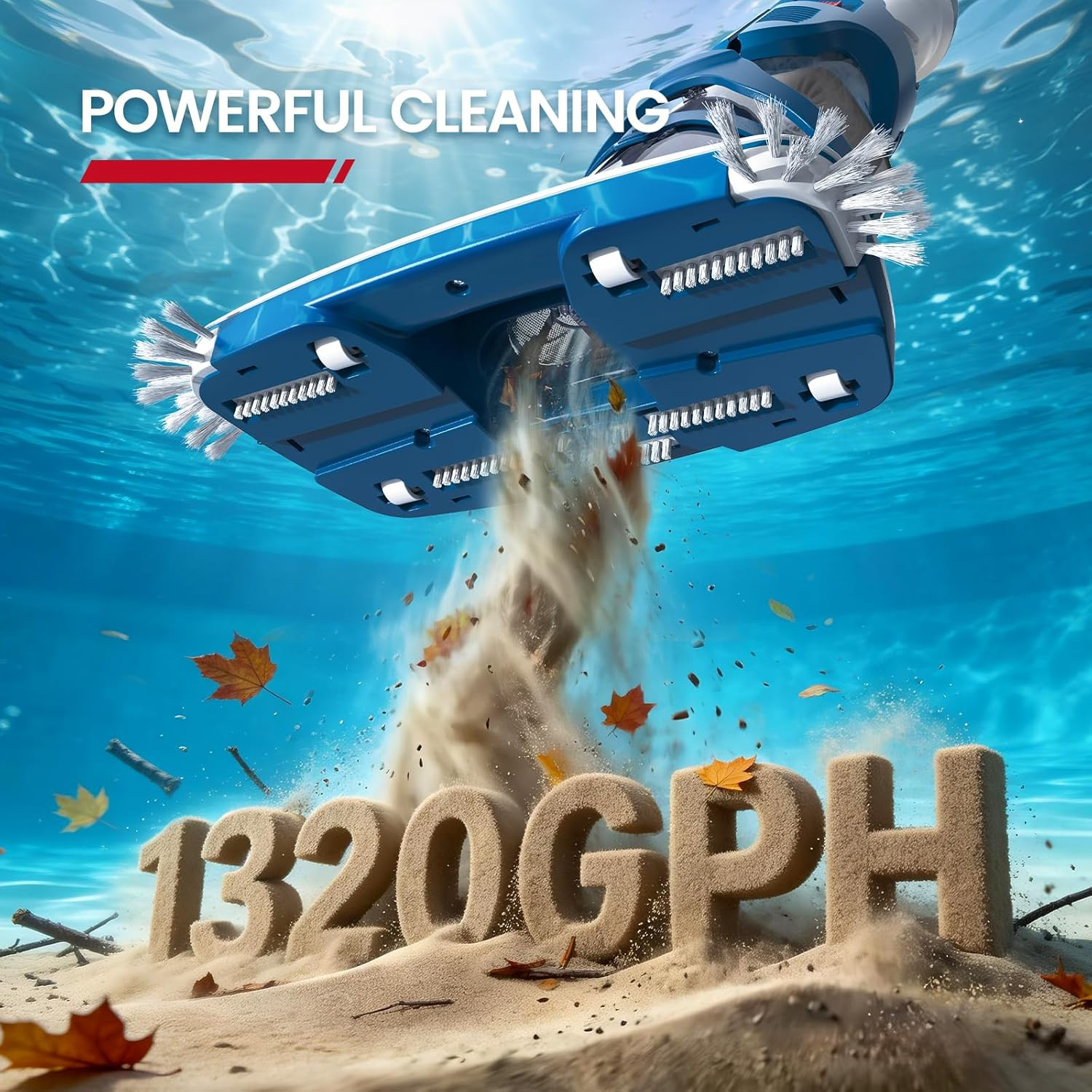 Cordless Pool Vacuum, Upgraded Dual Mode, 22 GPM Powerful Suction, 13.4″ Wide He